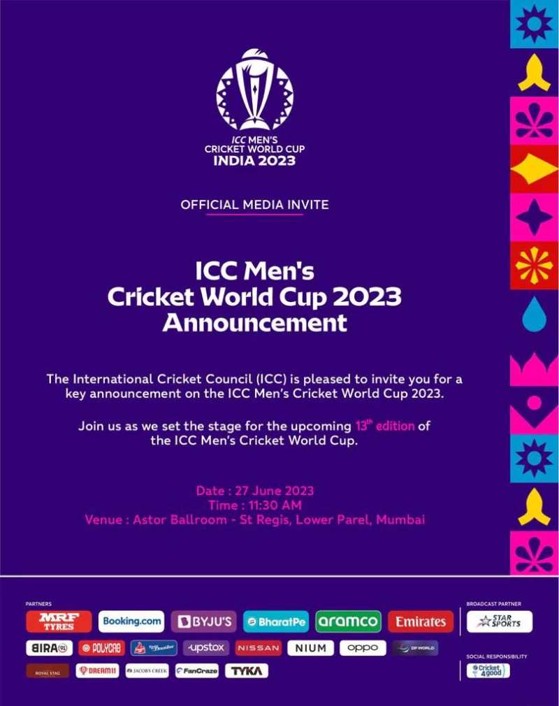 Cricket World Cup India 2023 Schedule India 2023 5251